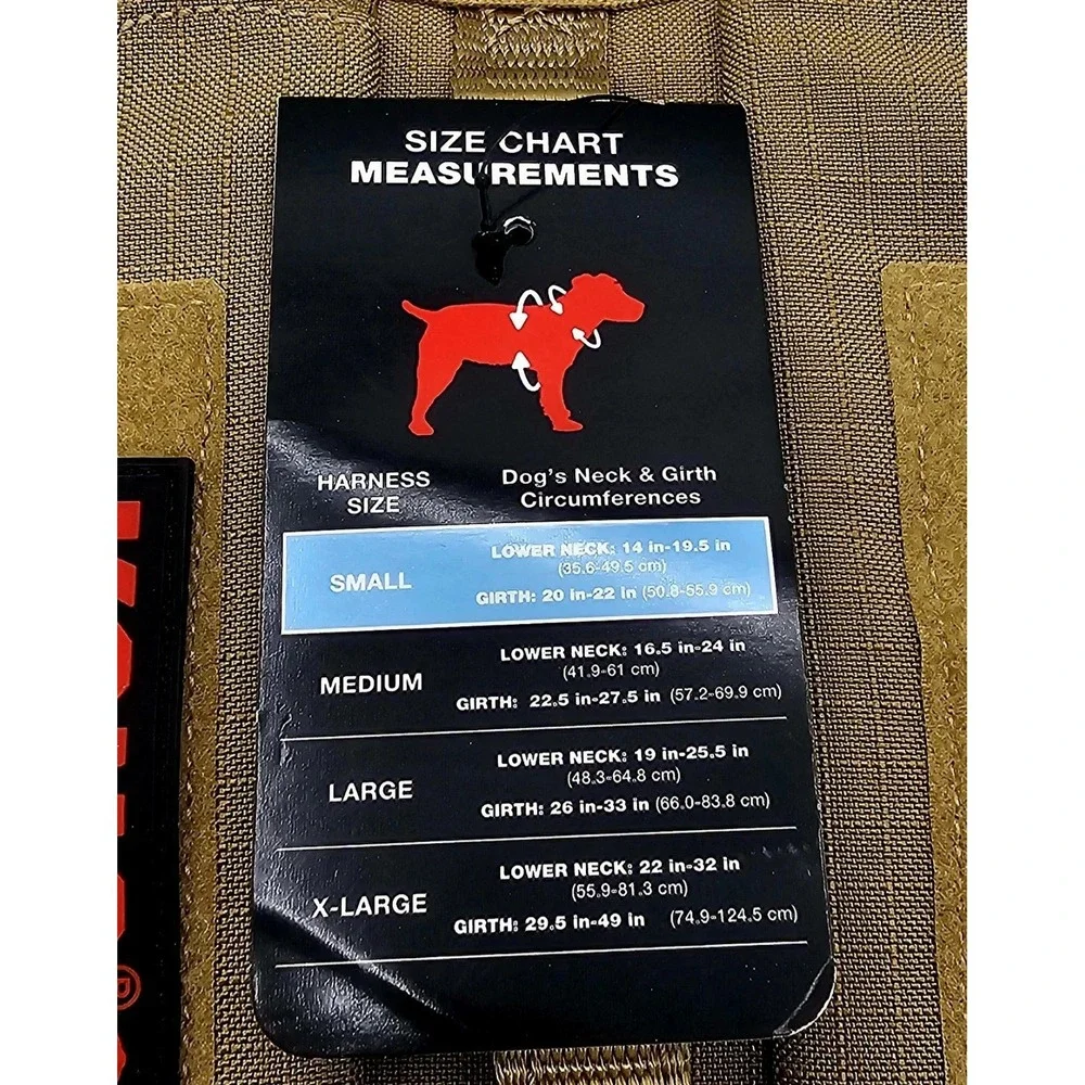 KONG Tactical Dog Harness Tan Heavy Duty Ripstop Vest with Handle- Medium no tag